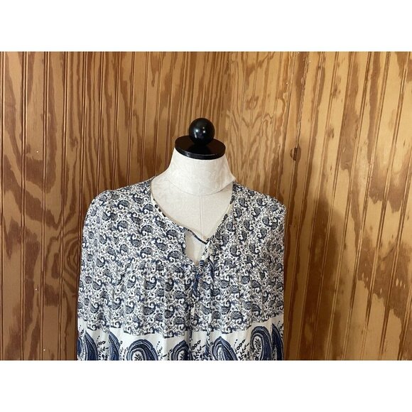 Wild Blue Sadie Robertson Boho Peasant Top Size Small Blue V-Neck - Picture 3 of 9